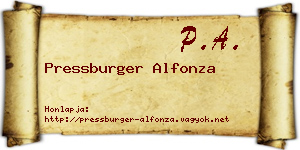 Pressburger Alfonza névjegykártya